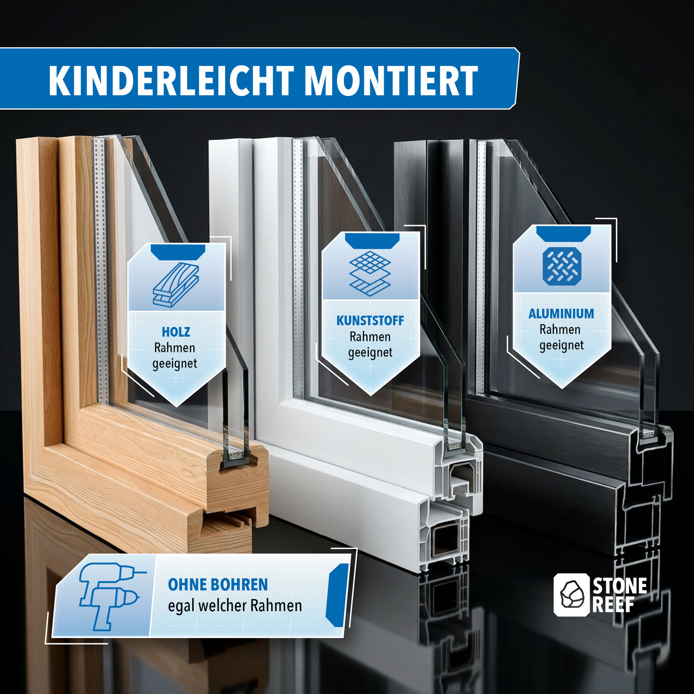 Zuschnitt und Größe des Fliegengitter Sets – STONE REEF