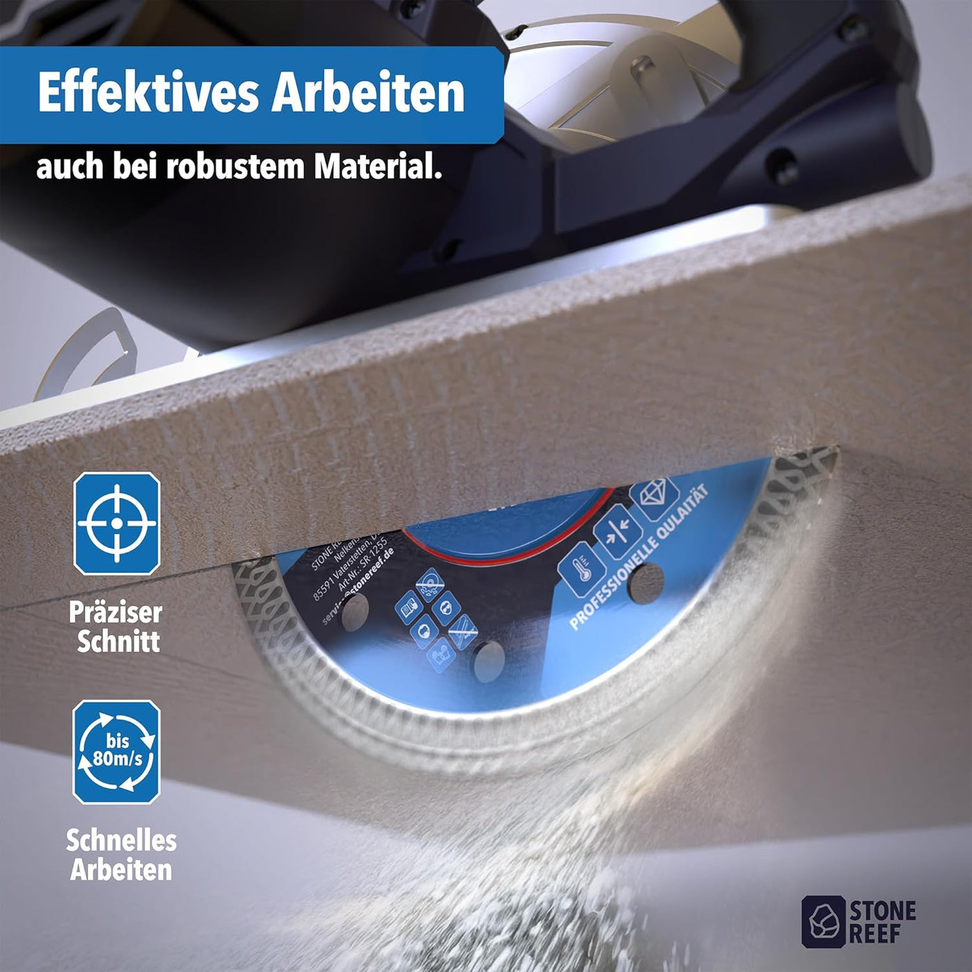 Durchmesser und Abmessungen der Fliesenscheibe mit 125 mm – STONE REEF
