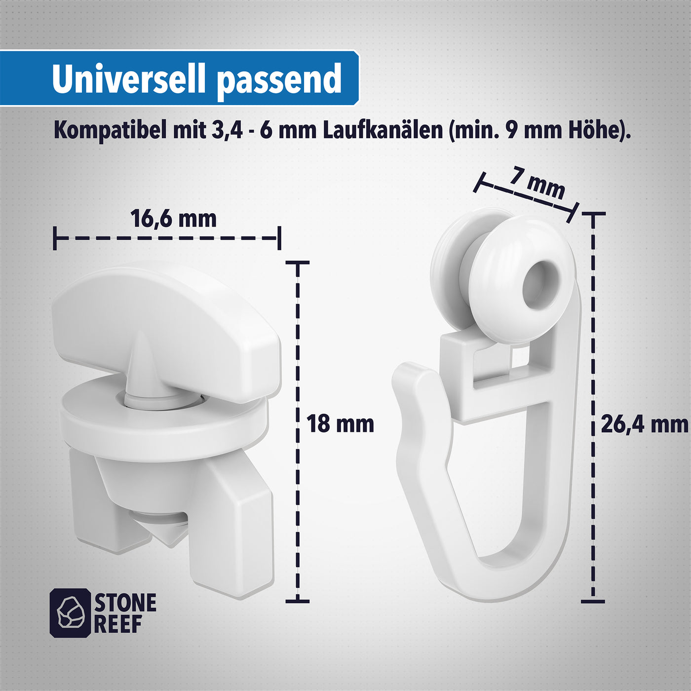Maße und Abmessungen der Gardinenrollen im Detail – STONE REEF