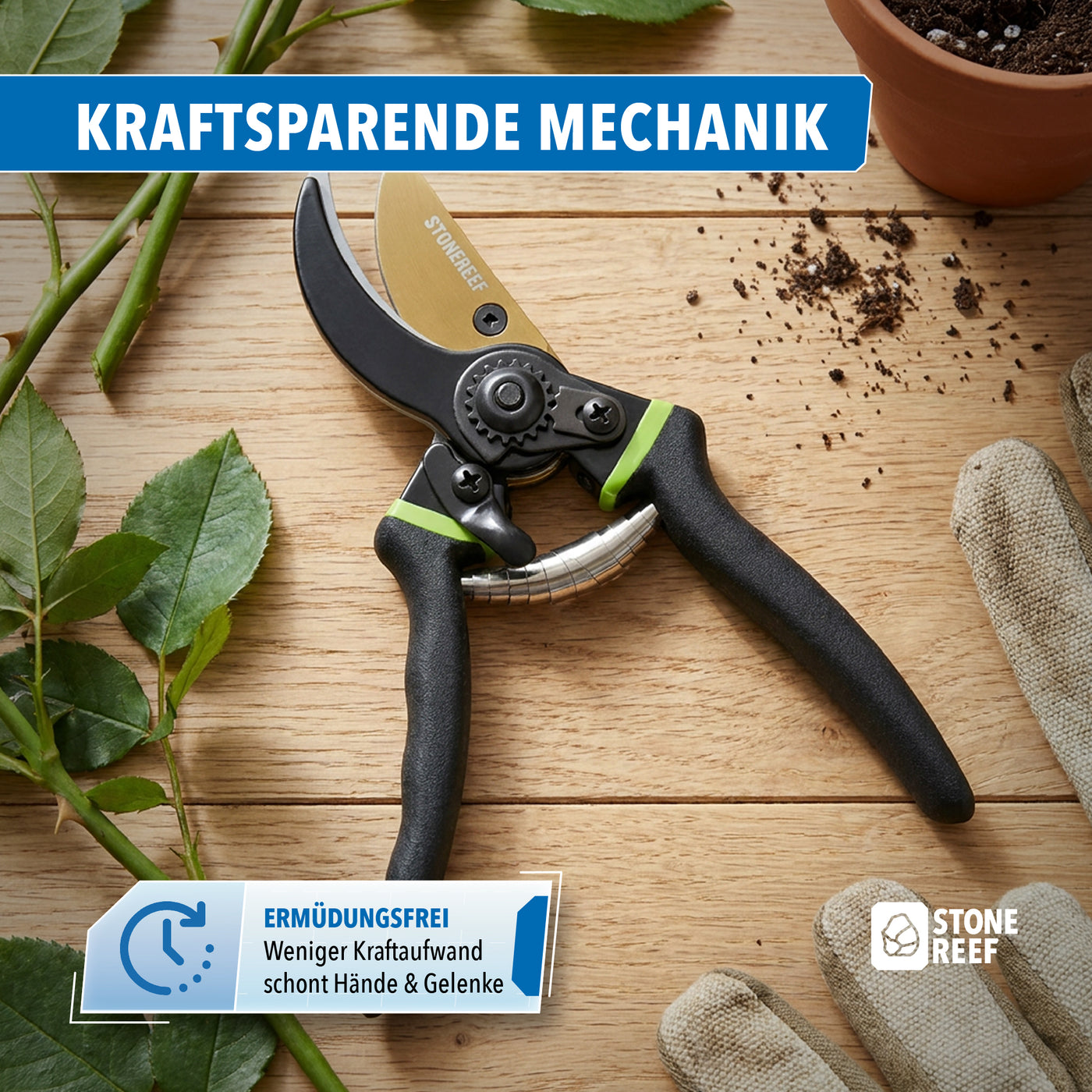 Sicherheitsverschluss der Gartenschere im Detail – STONE REEF