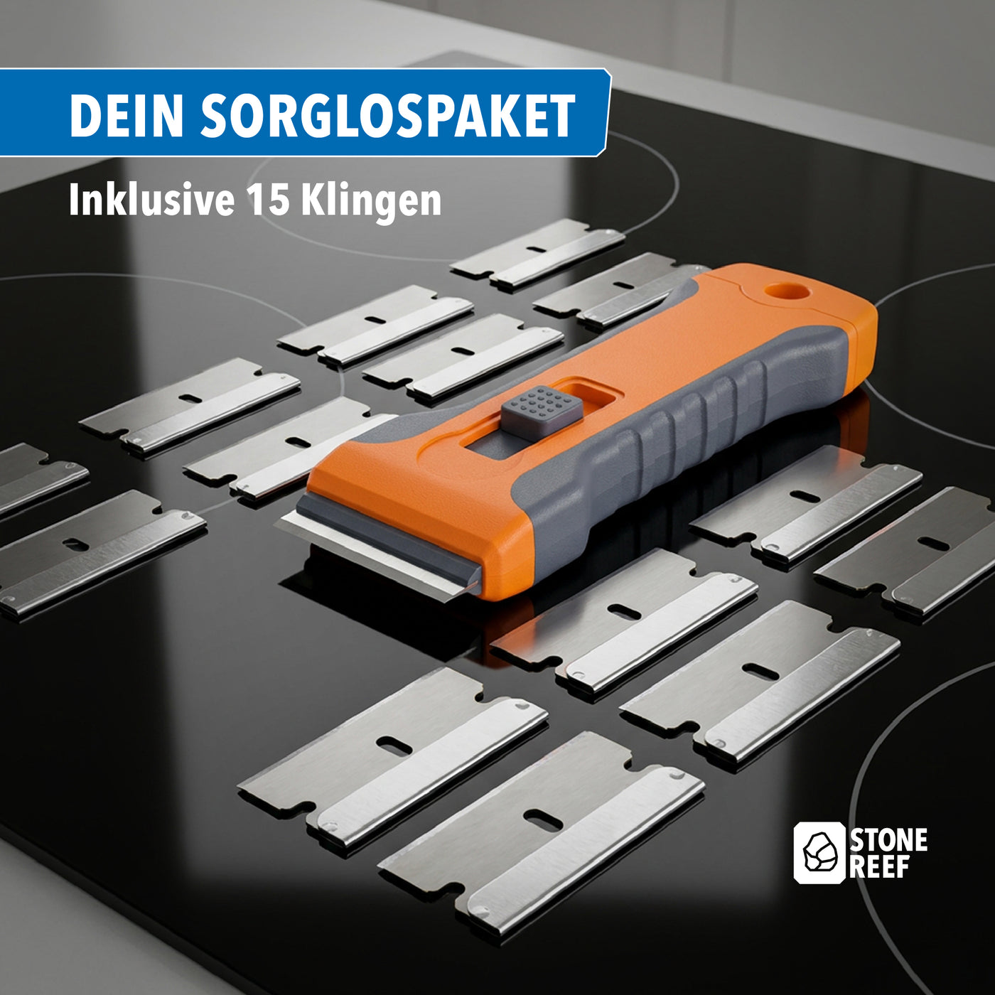 Glasschaber mit Ersatzklingen-Set – STONE REEF