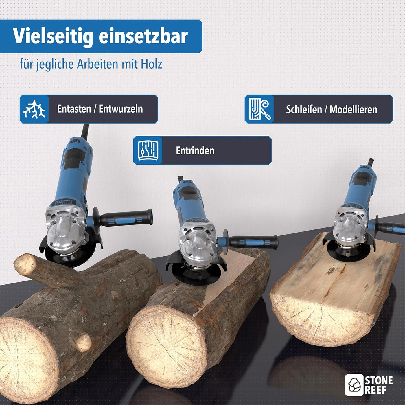 Durchmesser und Abmessungen der Holz-Schleifscheibe mit 125 mm – STONE REEF