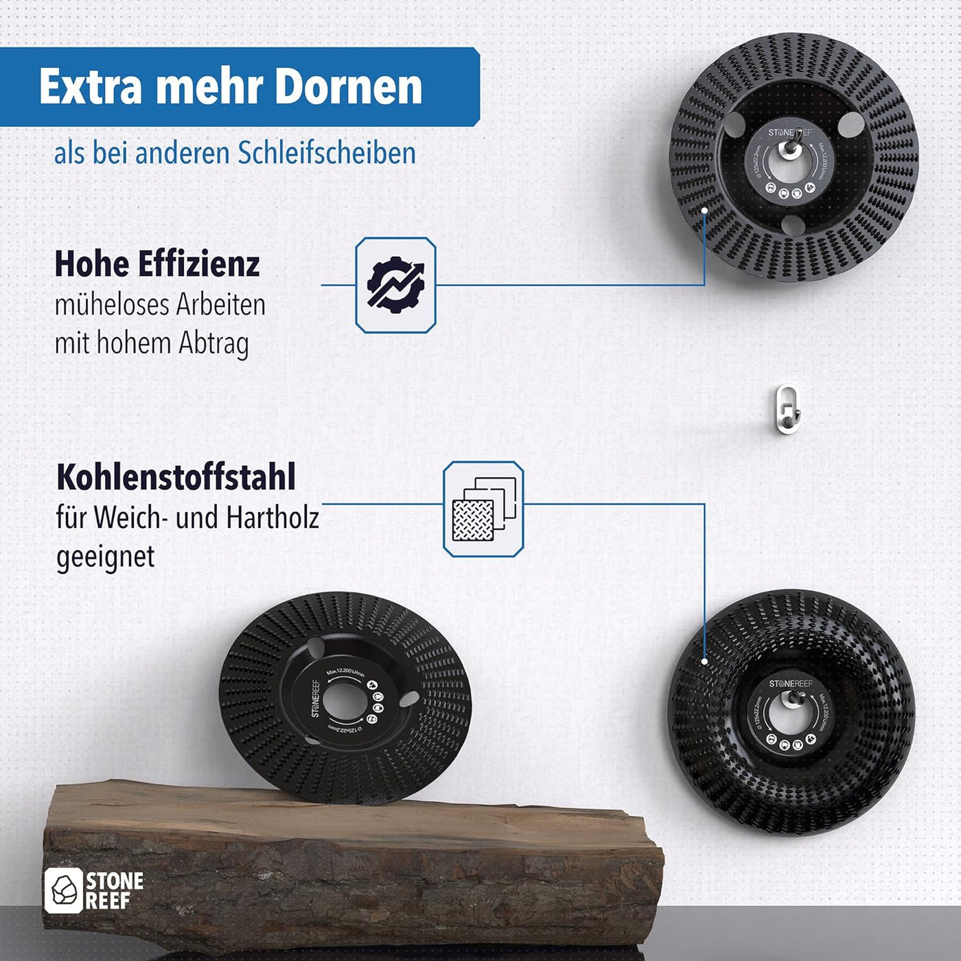 Lieferumfang der Holz-Schleifscheibe 125mm im Überblick – STONE REEF
