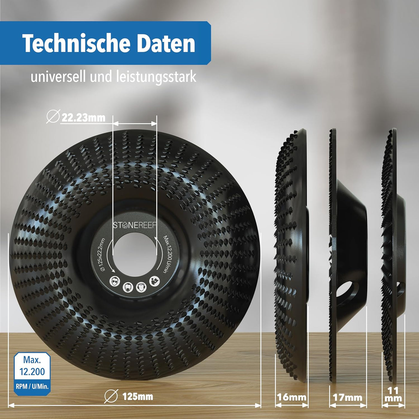 Montage der Holz-Schleifscheibe 125mm am Exzenterschleifer – STONE REEF