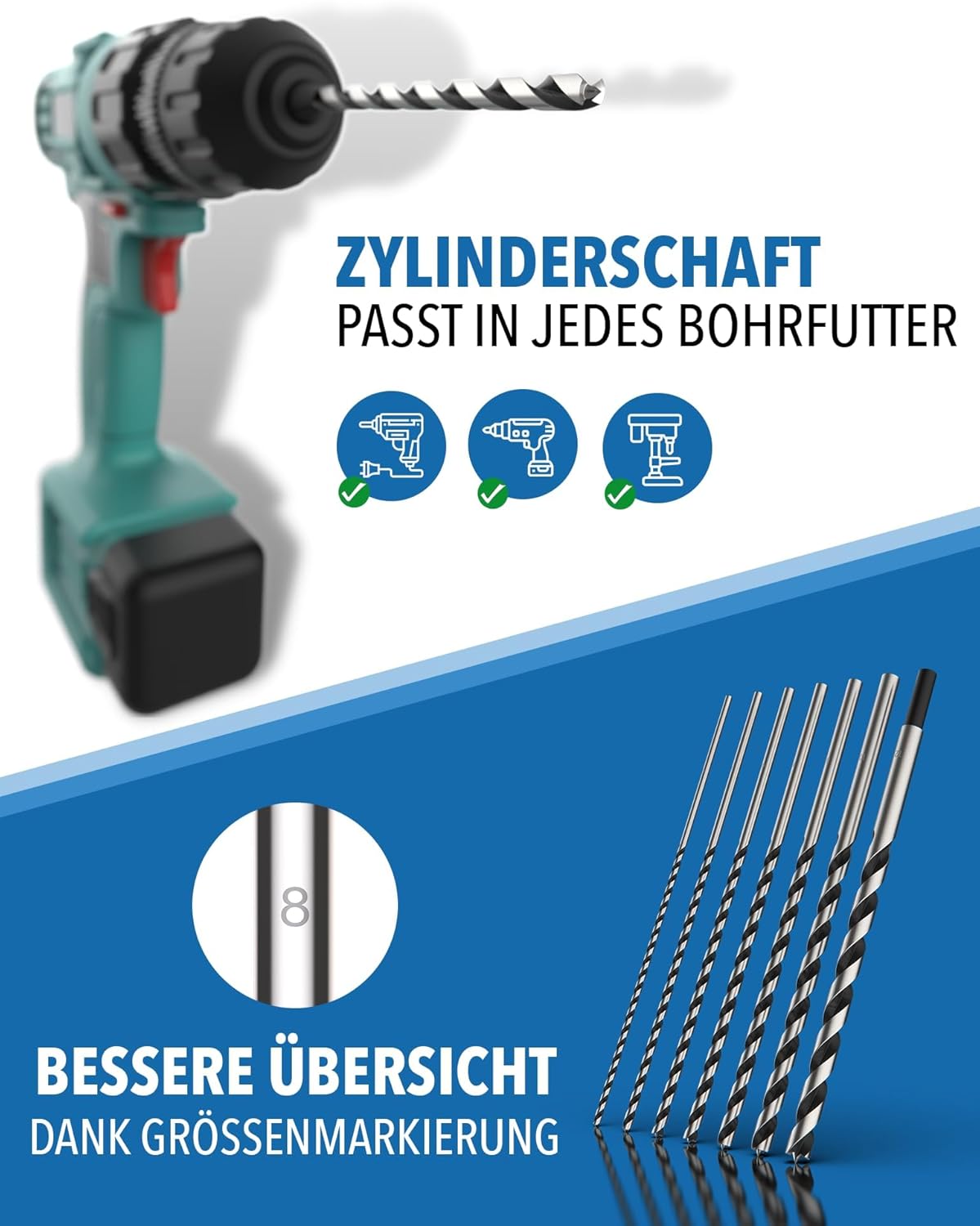 Extra lange Schaftlänge der Holzbohrer – STONE REEF