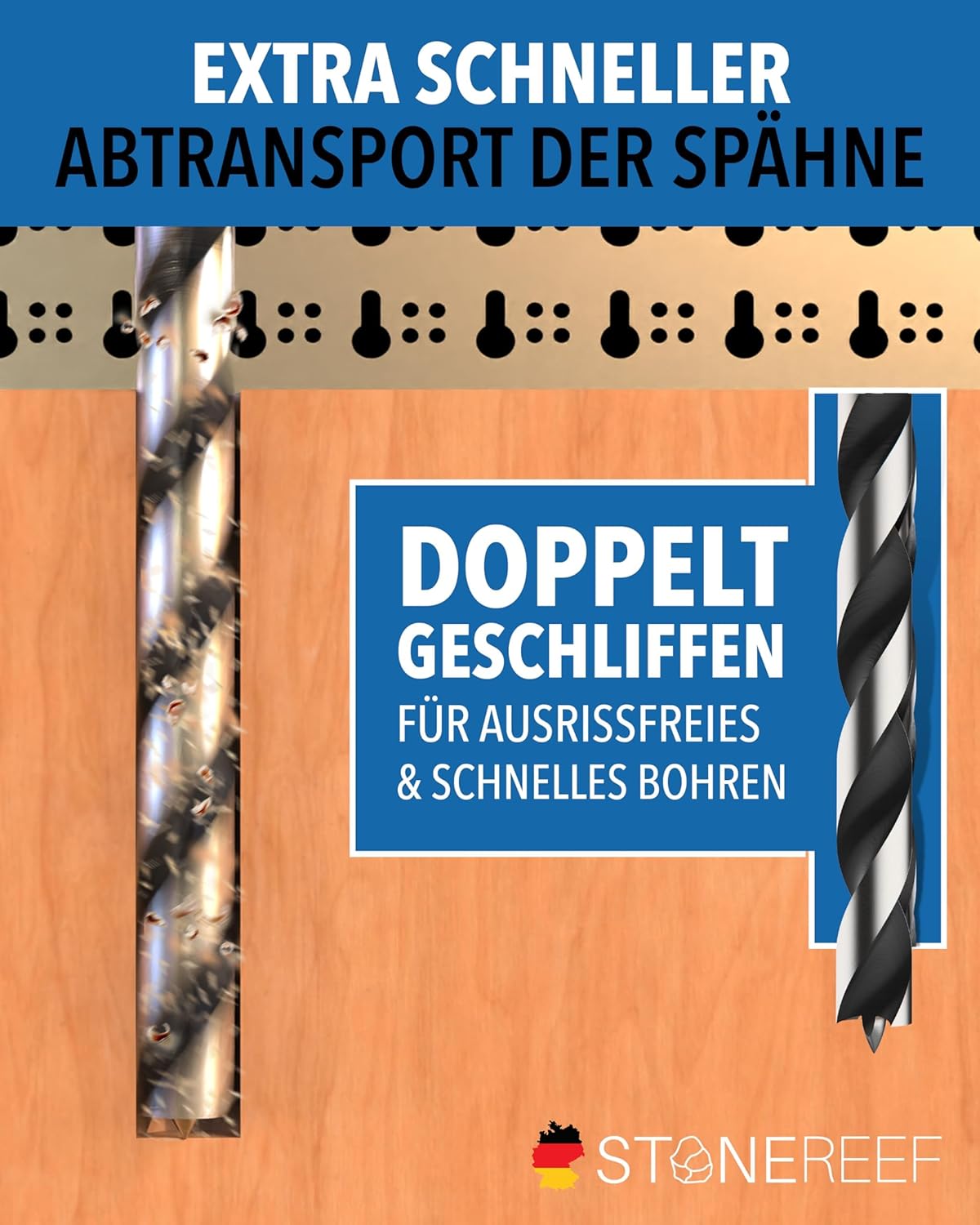 Spitze und Schneide der Holzbohrer im Detail – STONE REEF