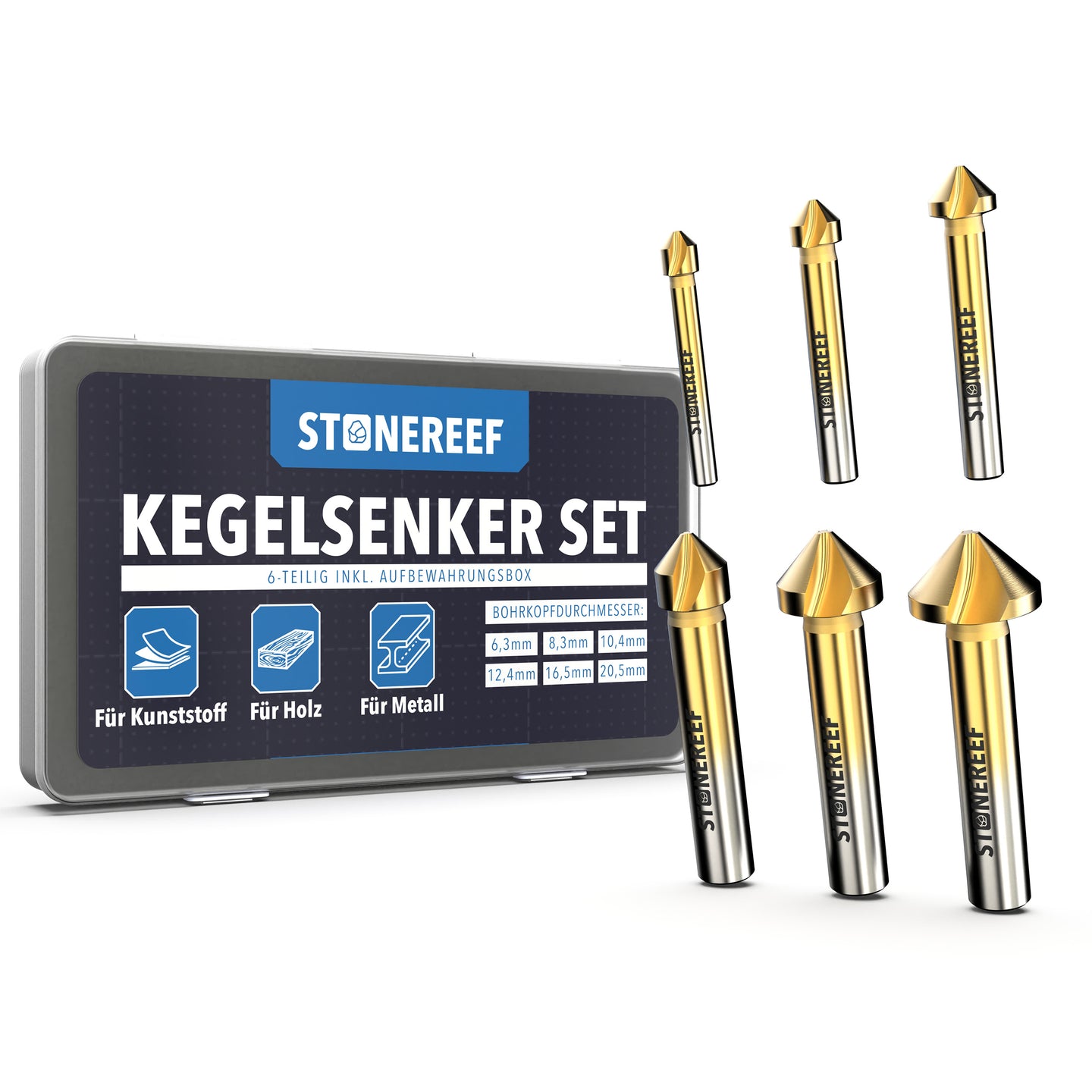 Kegelsenker 6er-Set für sauberes Senkbohren