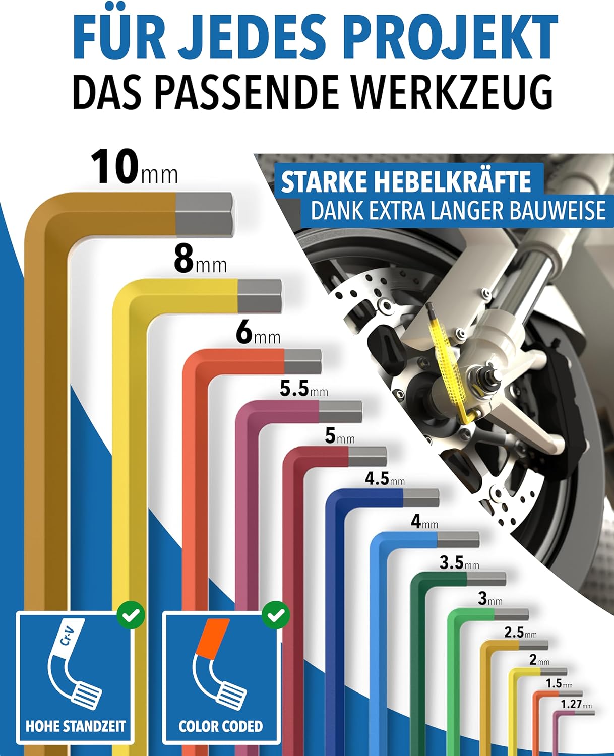 Inbusschlüssel Multicolor für schnelle Größenwahl im Einsatz – STONE REEF