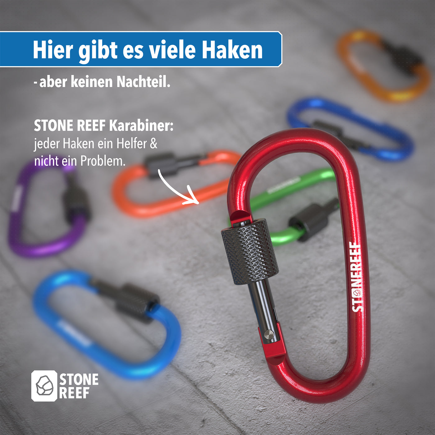 Karabinerhaken als praktisches Zubehör für den Outdoor-Einsatz – STONE REEF