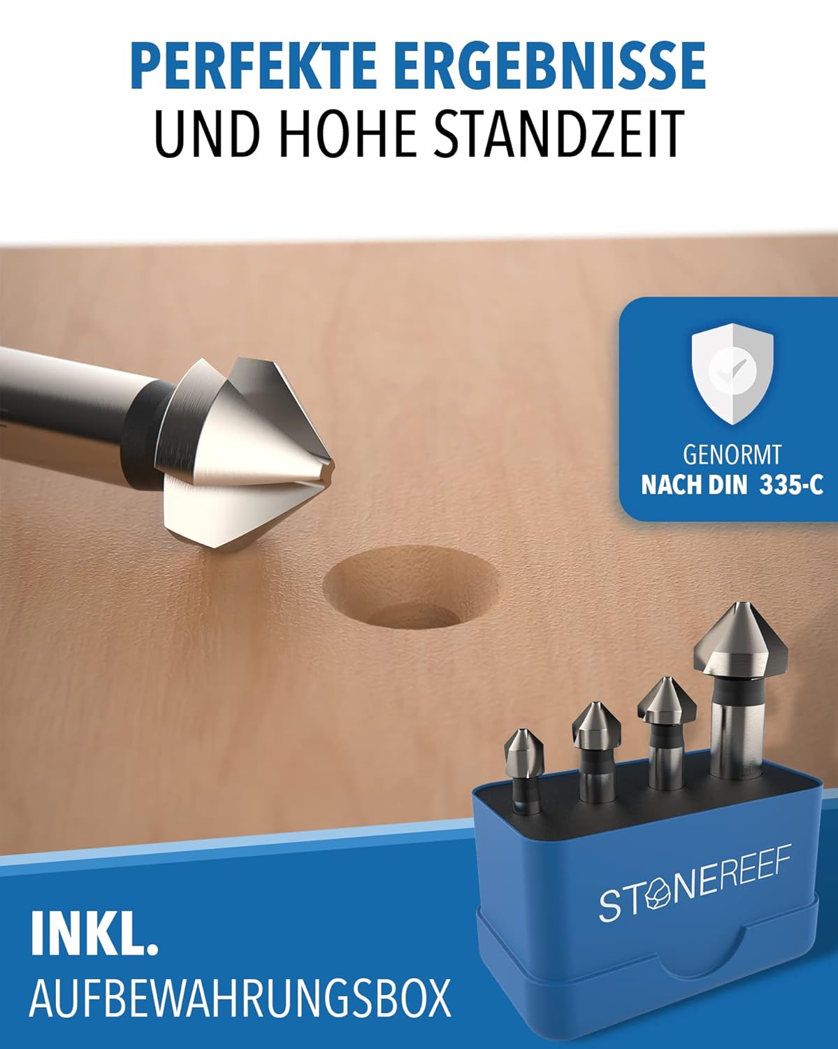 Lieferumfang des 4er Kegelsenker-Sets – STONE REEF