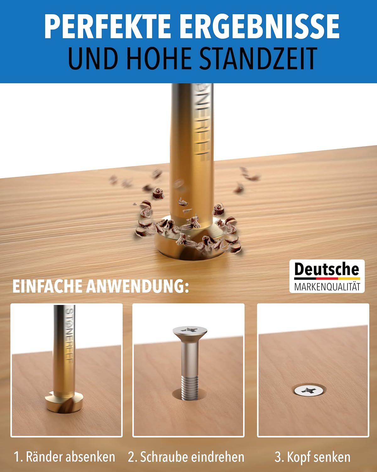 Kegelsenker einsetzbar für Holz und Metall – STONE REEF
