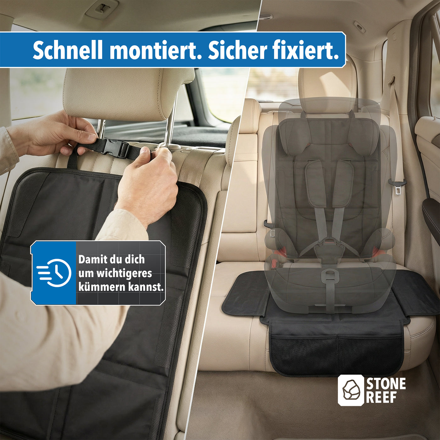 Isofix-kompatible Kindersitzunterlage im Detail – STONE REEF