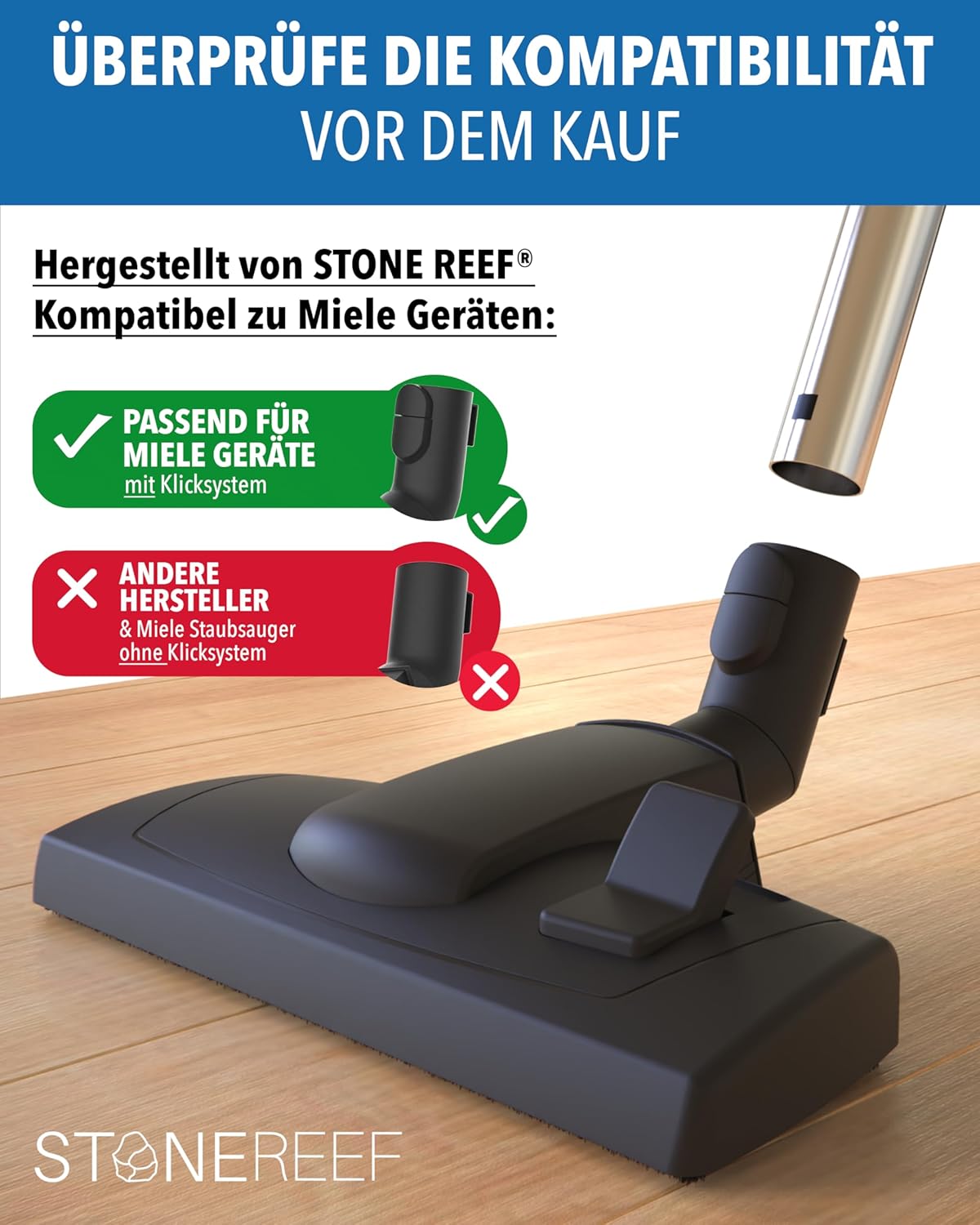 Premium Staubsaugerdüse beim Staubsaugen im Einsatz – STONE REEF