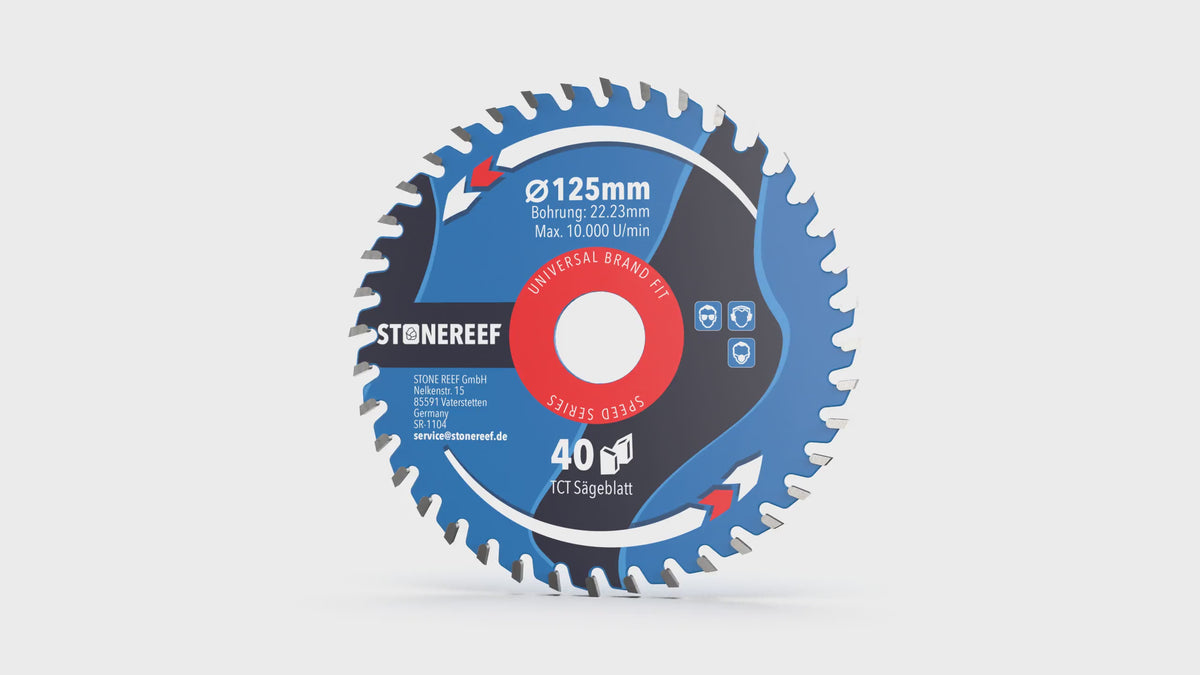 Kreissägeblatt 125x22,23 für präzise Schnitte im Produktvideo – STONE REEF