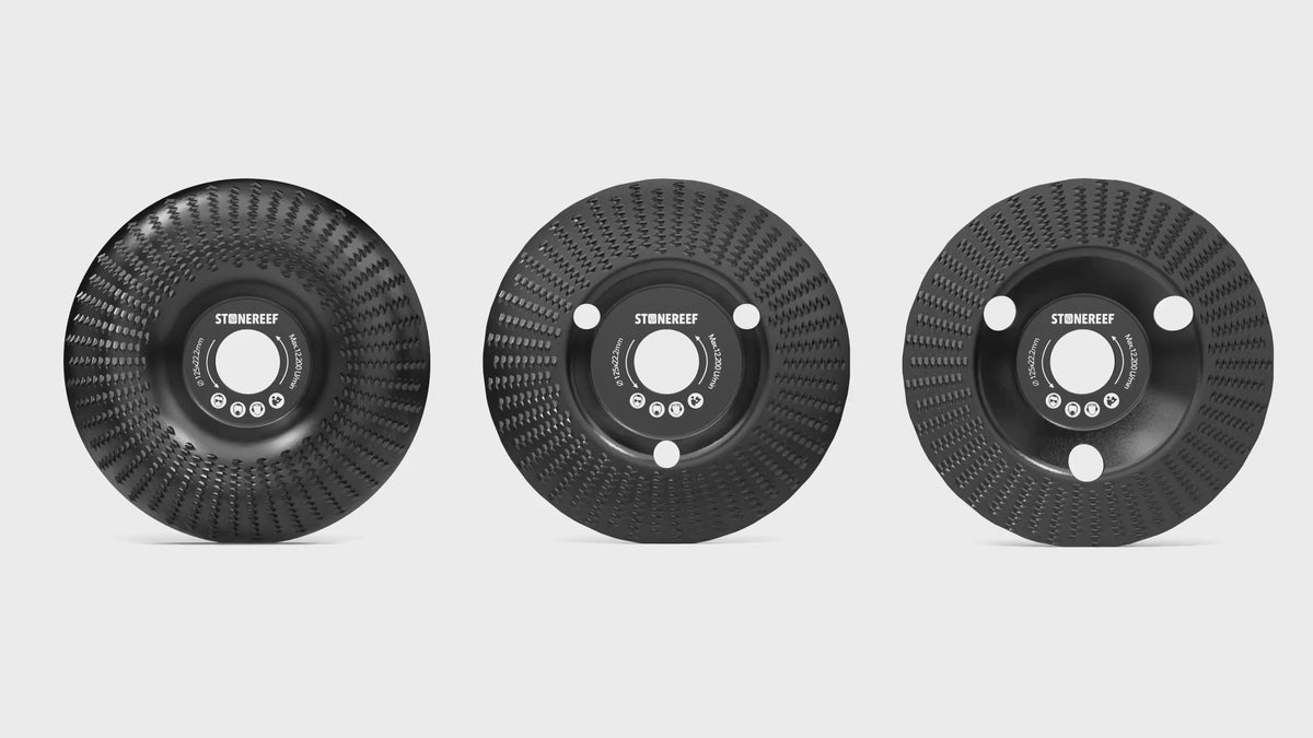 Holz-Schleifscheibe 125mm für schnellen Materialabtrag im Hauptproduktvideo – STONE REEF