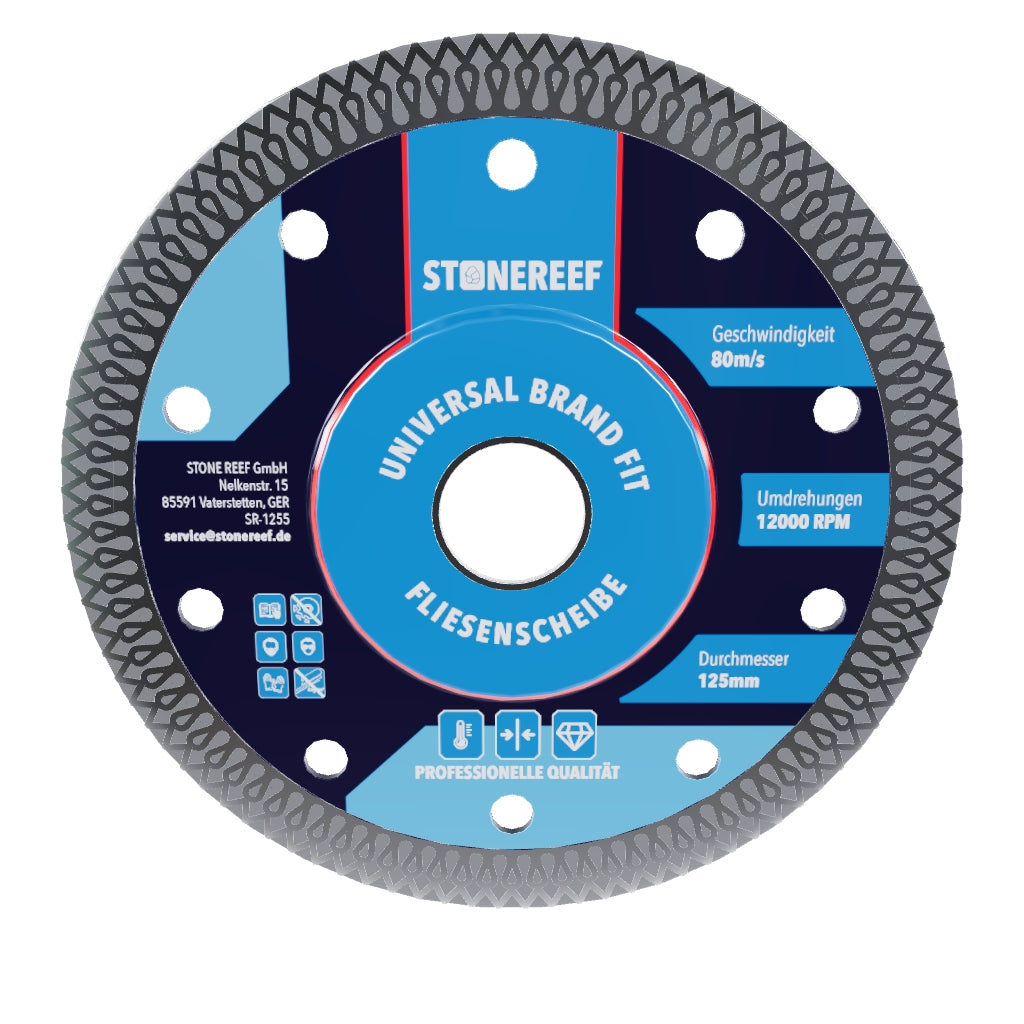 Interaktives 3D-Modell: STONE REEF Fliesenscheibe 125mm für saubere Schnitte