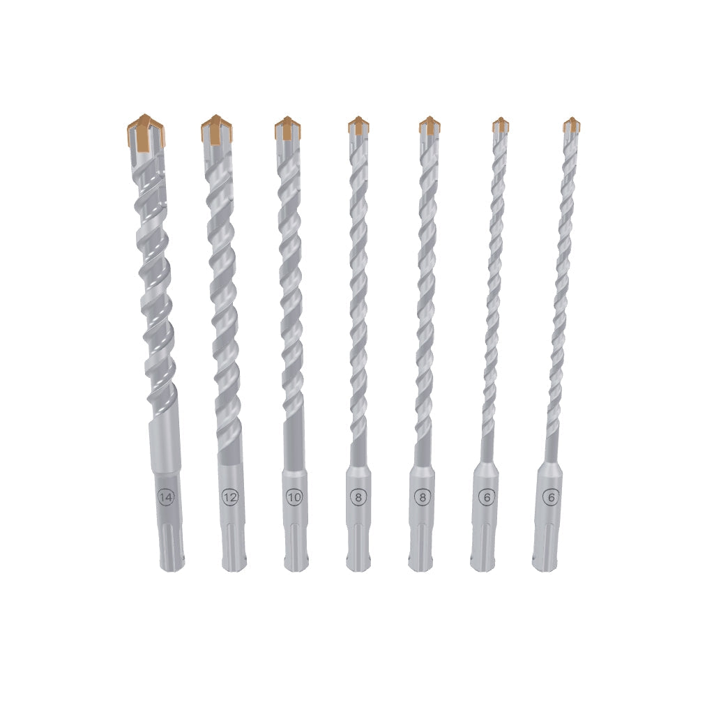 Interaktives 3D-Modell: STONE REEF 7-tlg. SDS Steinbohrer Set 6–14 mm – Länge 210 mm für präzise Bohrergebnisse