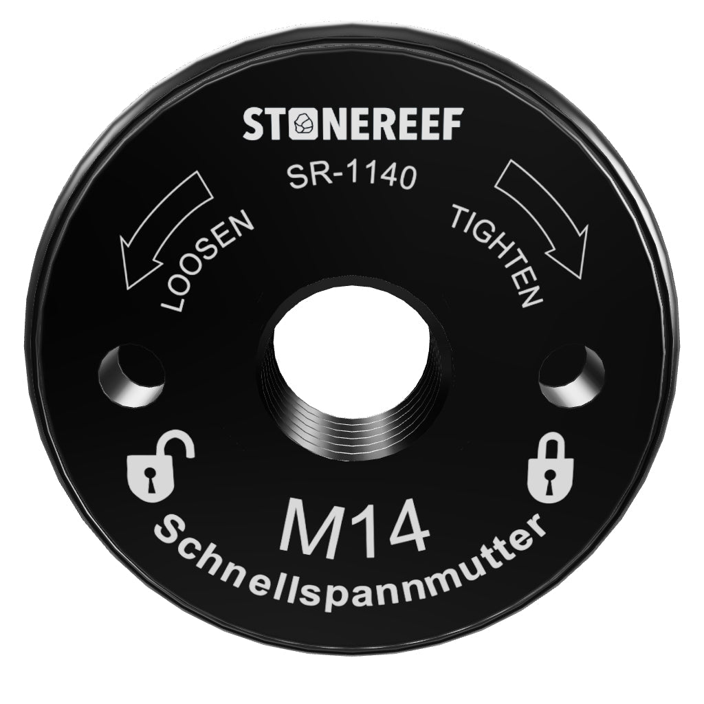 Interaktives 3D-Modell: STONE REEF M14 Schnellspannmutter für schnellen Scheibenwechsel