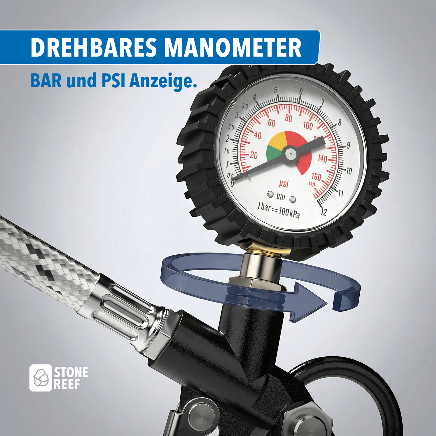Reifenfüller mit Ventiladapter im Detail – STONE REEF