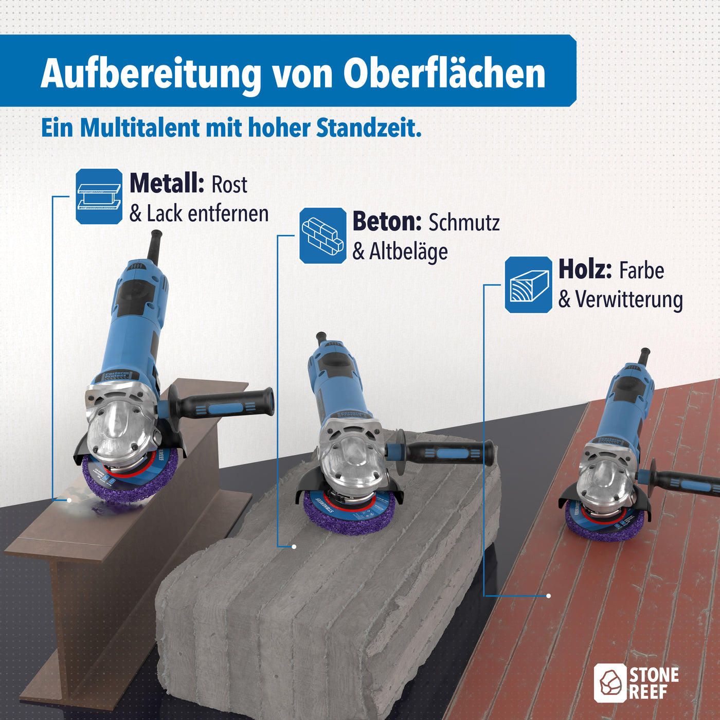Materialdetail der Vlies-Reinigungsscheiben – STONE REEF