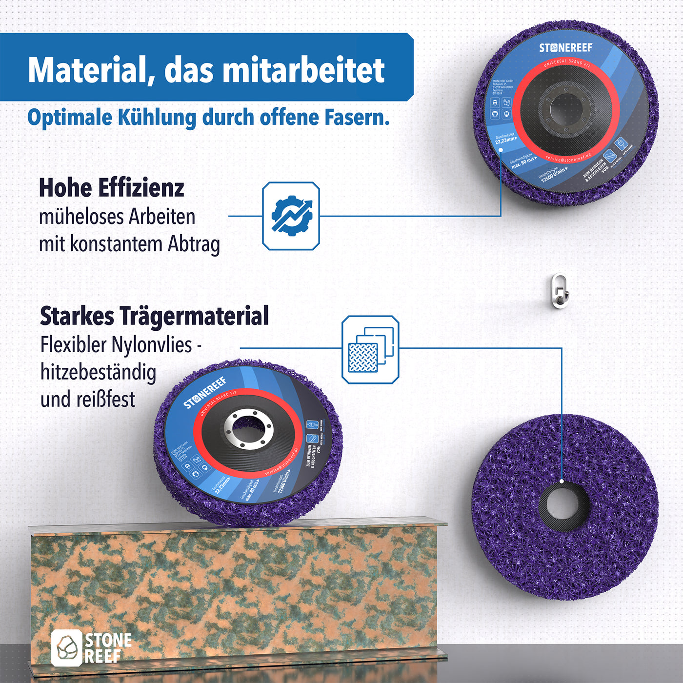 Reinigungsscheiben zur Metallpolitur einsetzbar – STONE REEF