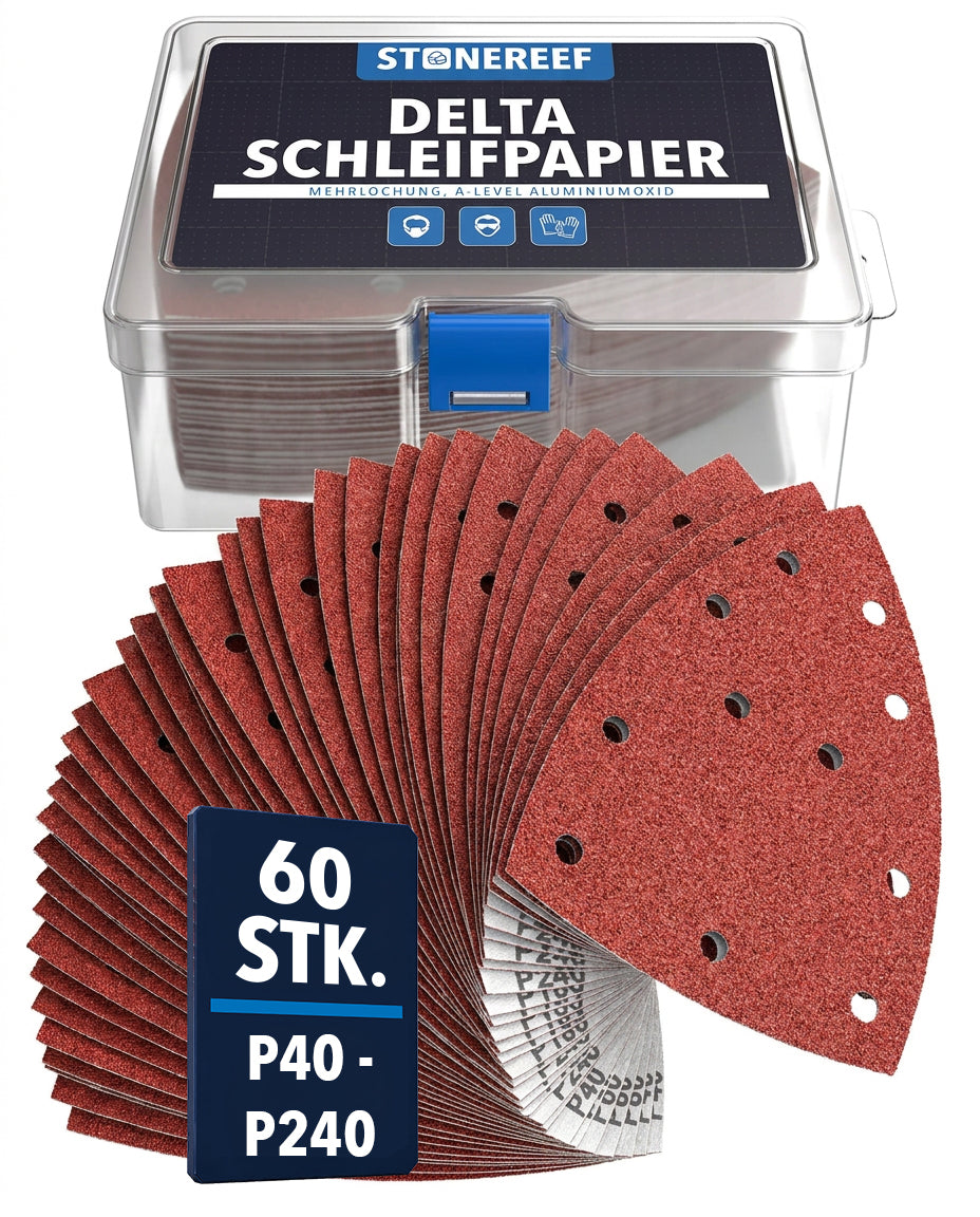 60-teiliges Schleifpapier-Set für Dreieckschleifer & Multischleifer – STONE REEF