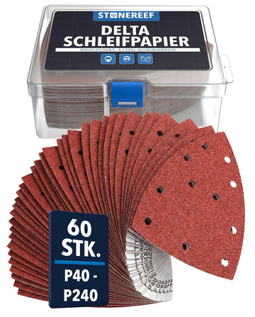 60-teiliges Schleifpapier-Set für Dreieckschleifer & Multischleifer – STONE REEF