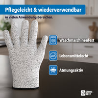 Nahaufnahme des schnittfesten Gewebes der Handschuhe – STONE REEF