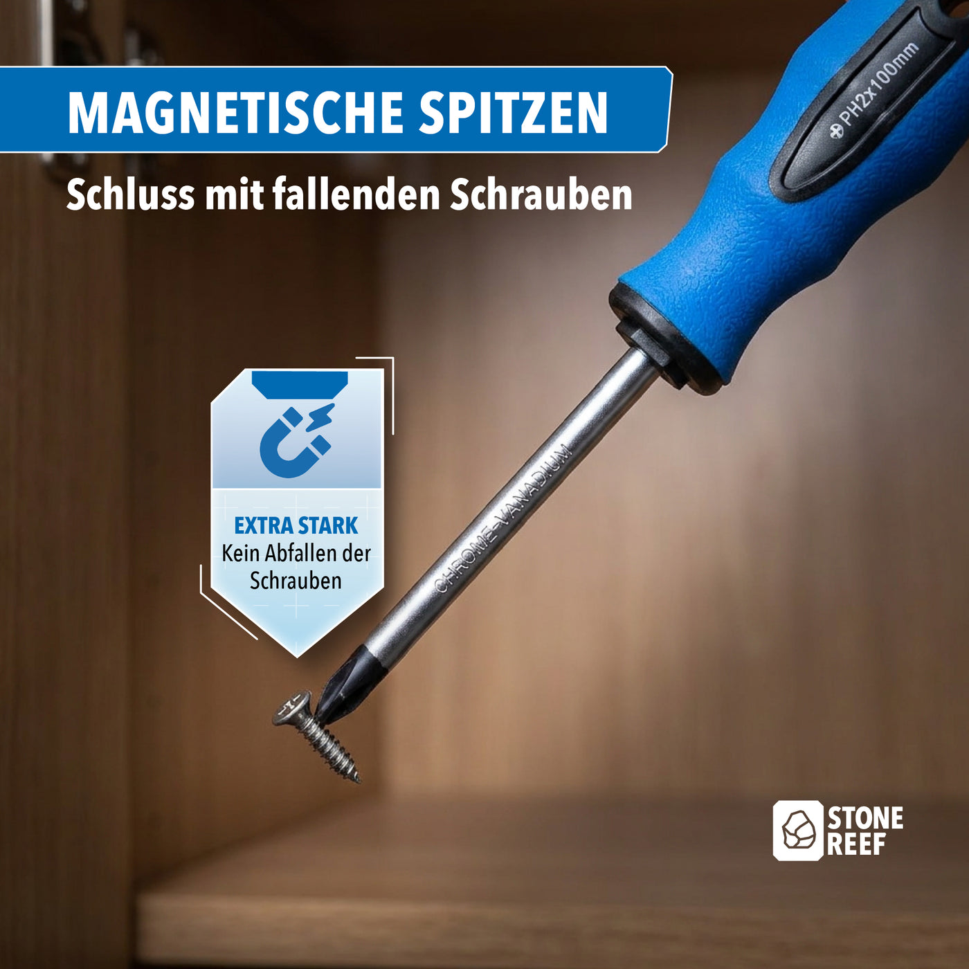 Schraubendreher mit ergonomischem Softgrip-Griff für rutschfestes Arbeiten – STONE REEF