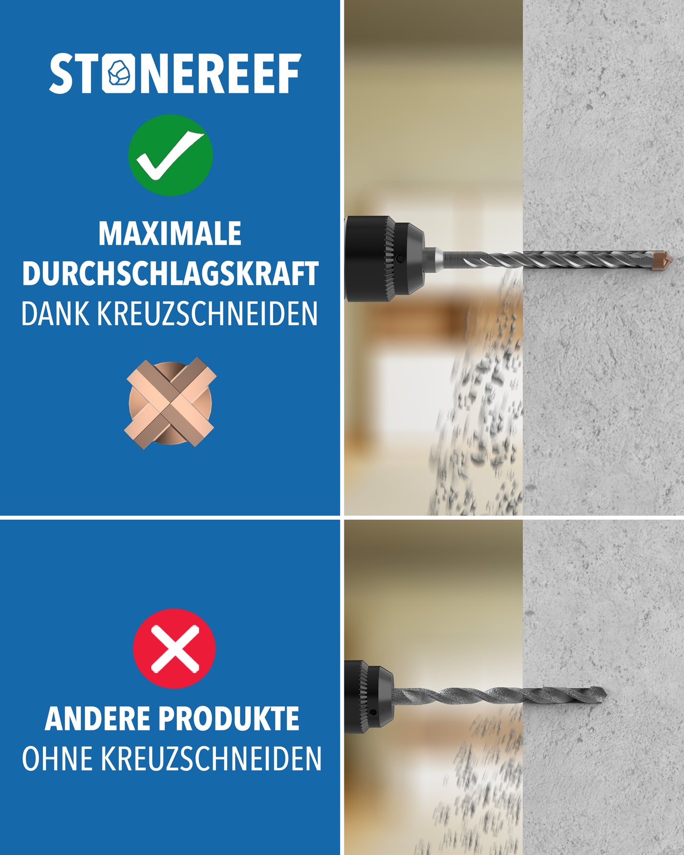 Hartmetallspitze des SDS Plus Betonbohrers – STONE REEF