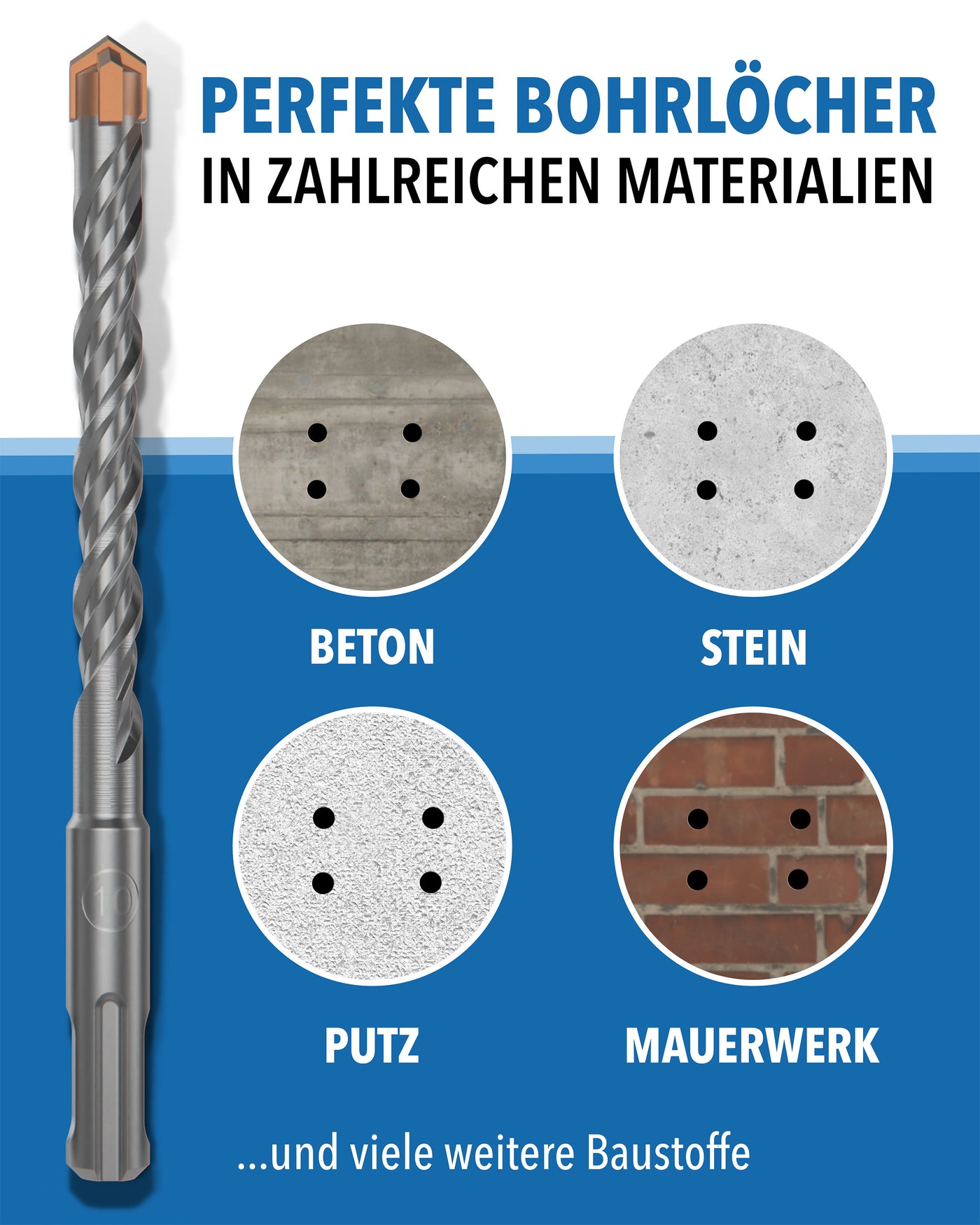 Lieferumfang des SDS Plus Betonbohrer-Sets – STONE REEF