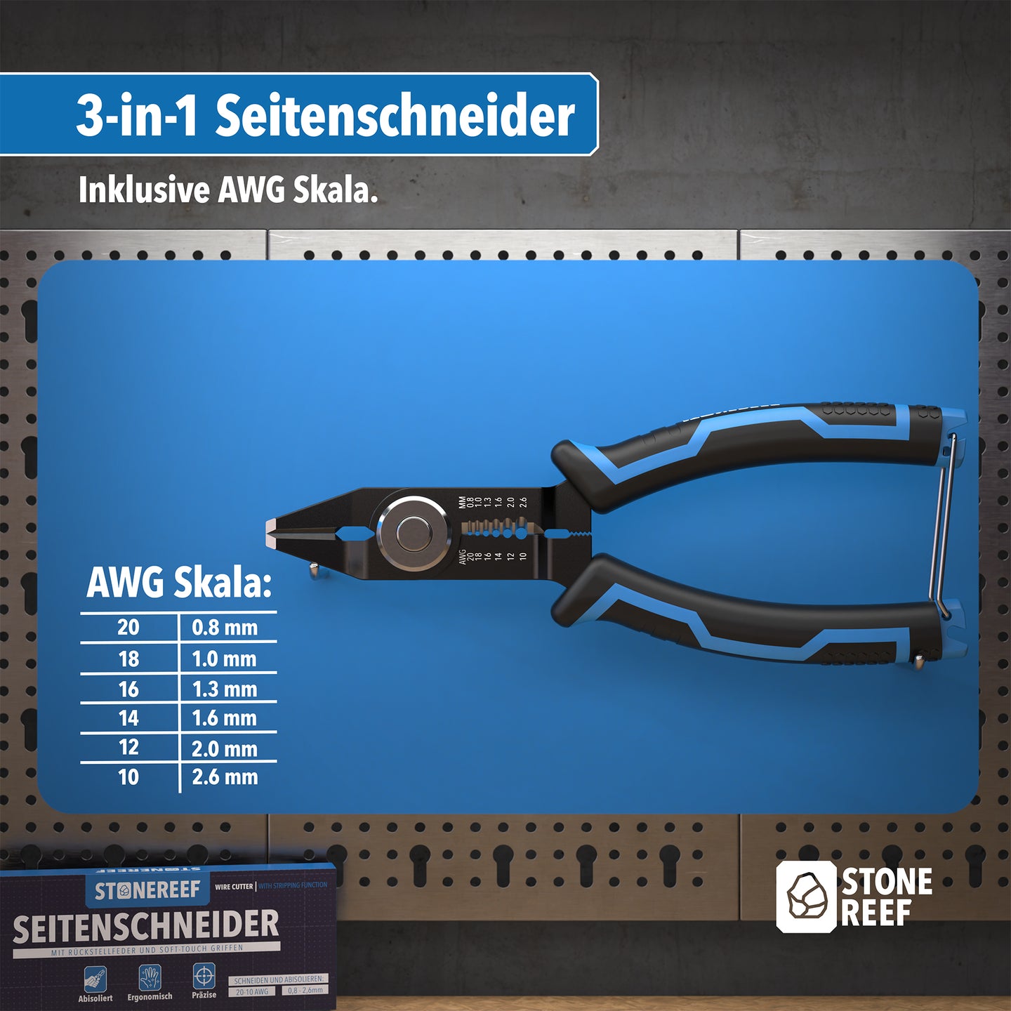Seitenschneider beim Durchtrennen eines Drahtes im Einsatz – STONE REEF