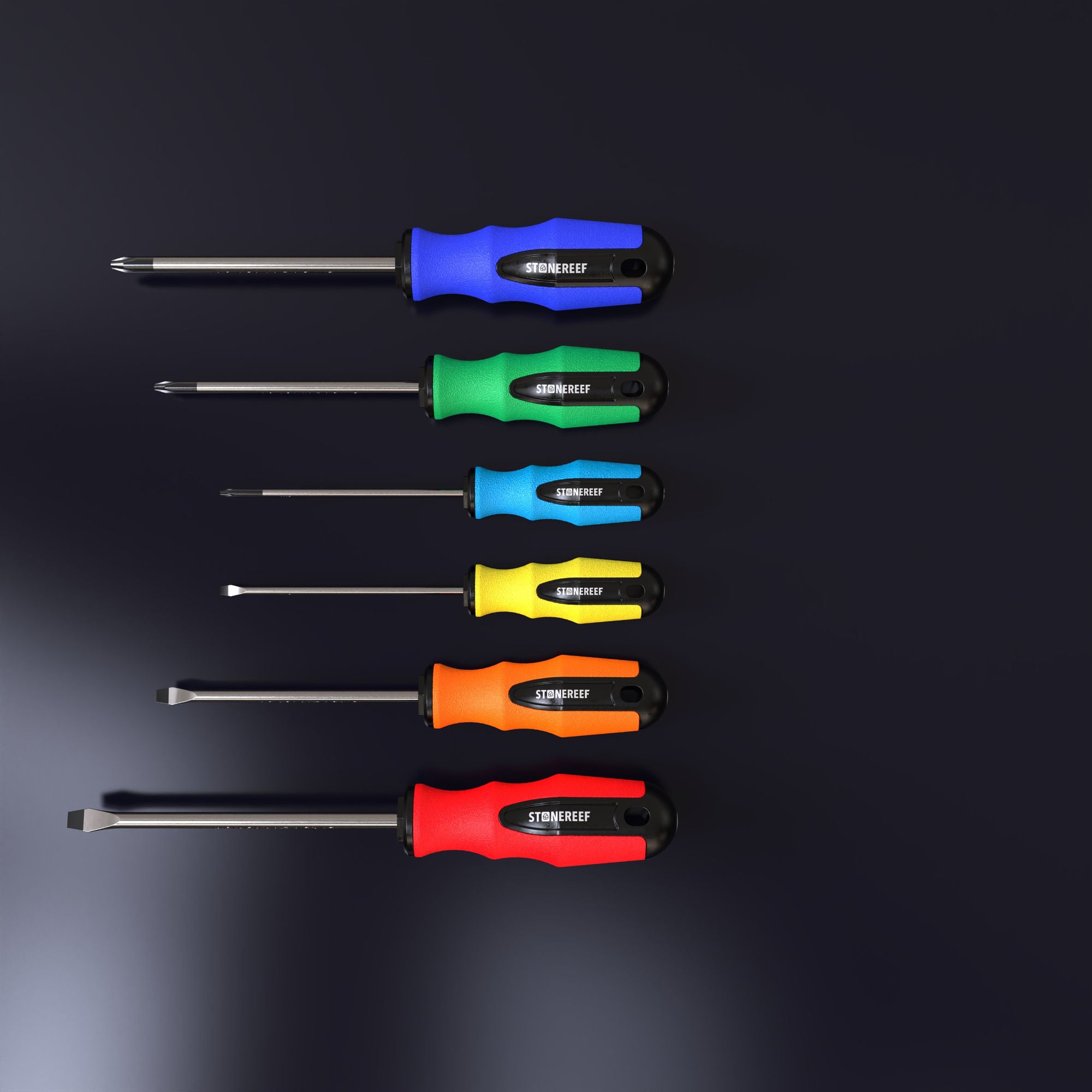 Splintentreiber-Set, 6-teilig, aus CR-V-Stahl, farbcodiert von 2 bis 8 mm – STONE REEF