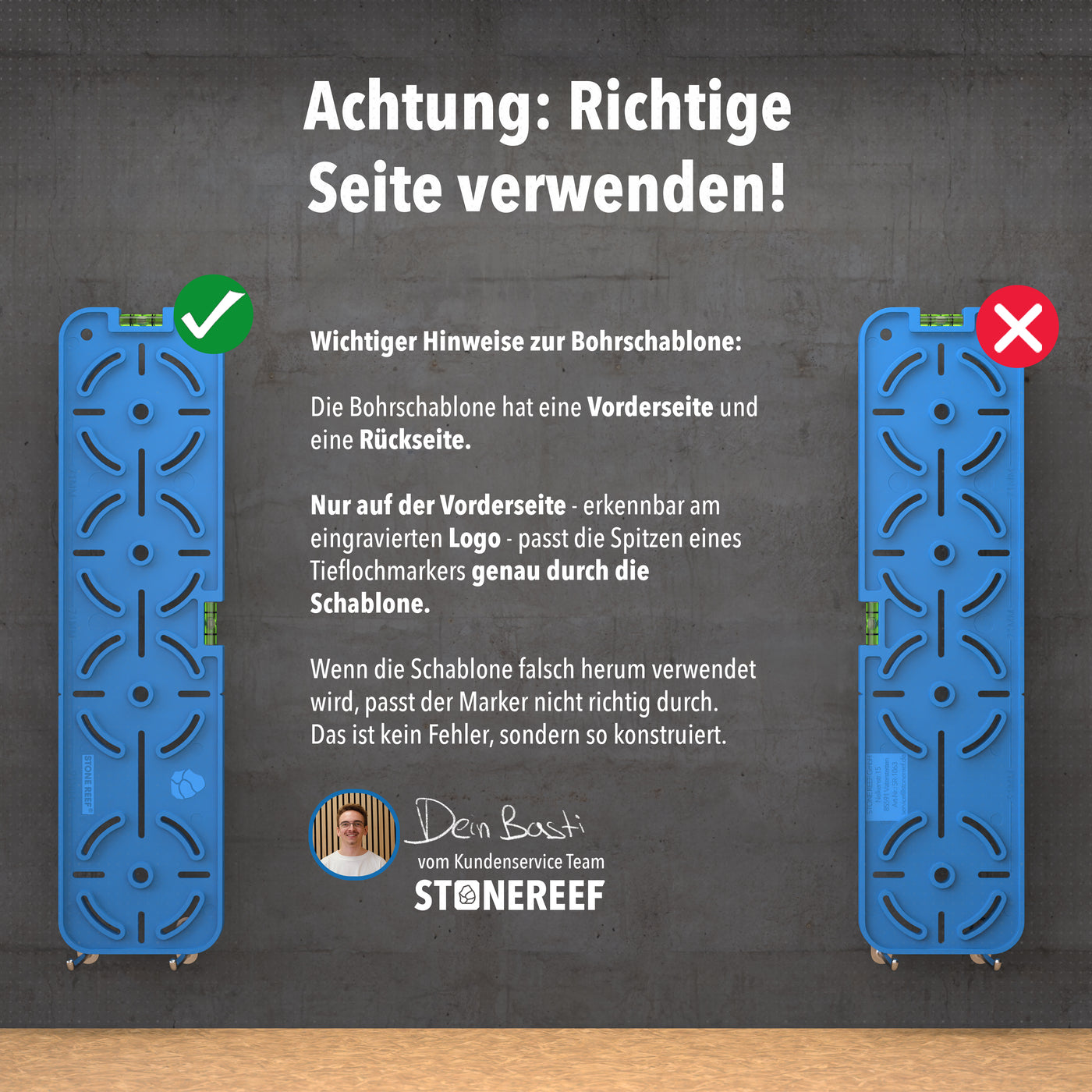 Präzise Markierung mit der Bohrschablone – STONE REEF