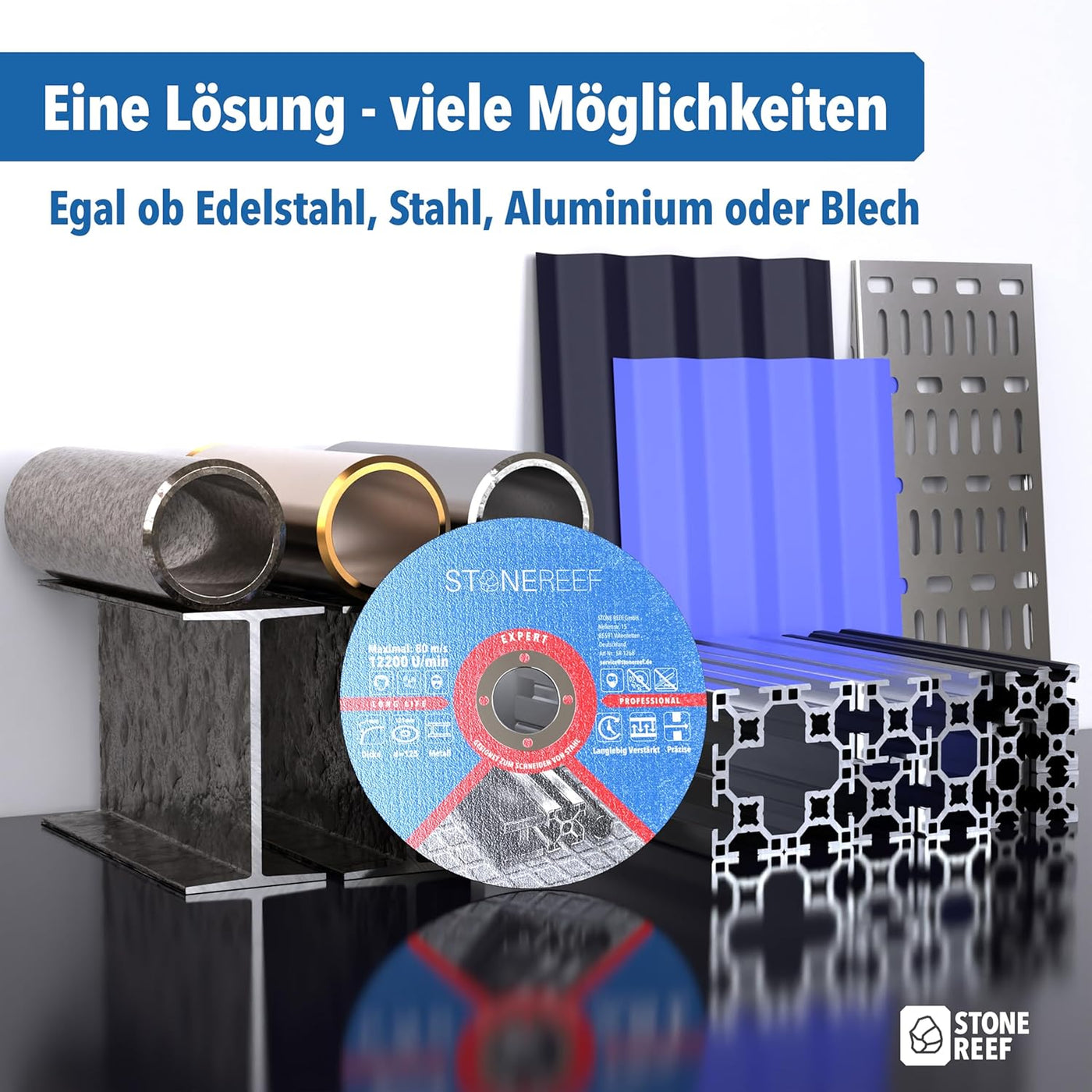 Nahaufnahme des Schleifmaterials der Trennscheiben aus dem 25er-Set – STONE REEF