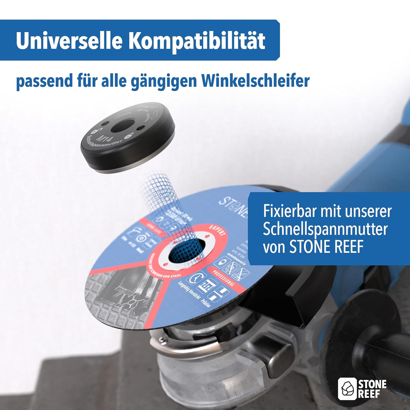 Montage einer Trennscheibe am Winkelschleifer – STONE REEF