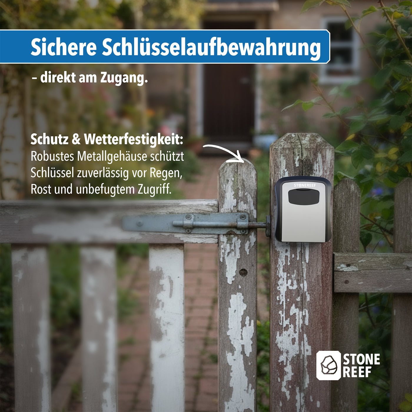 Maße und Abmessungen der wetterfesten Schlüsselbox – STONE REEF