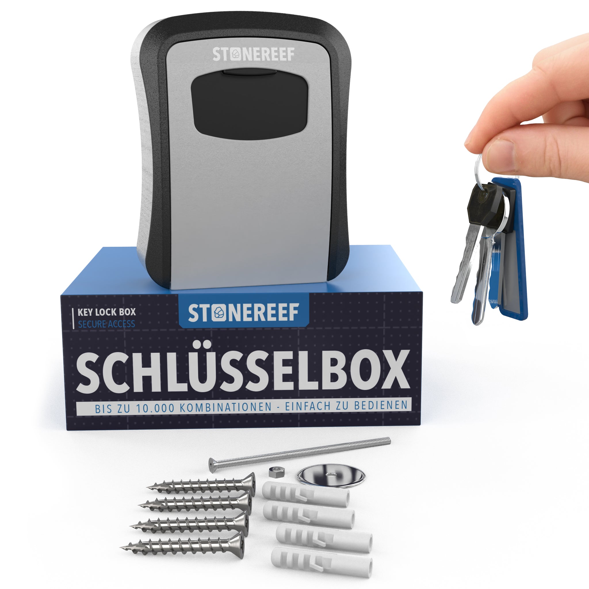 Schlüsselbox wetterfest mit Zahlencode für außen – STONE REEF®