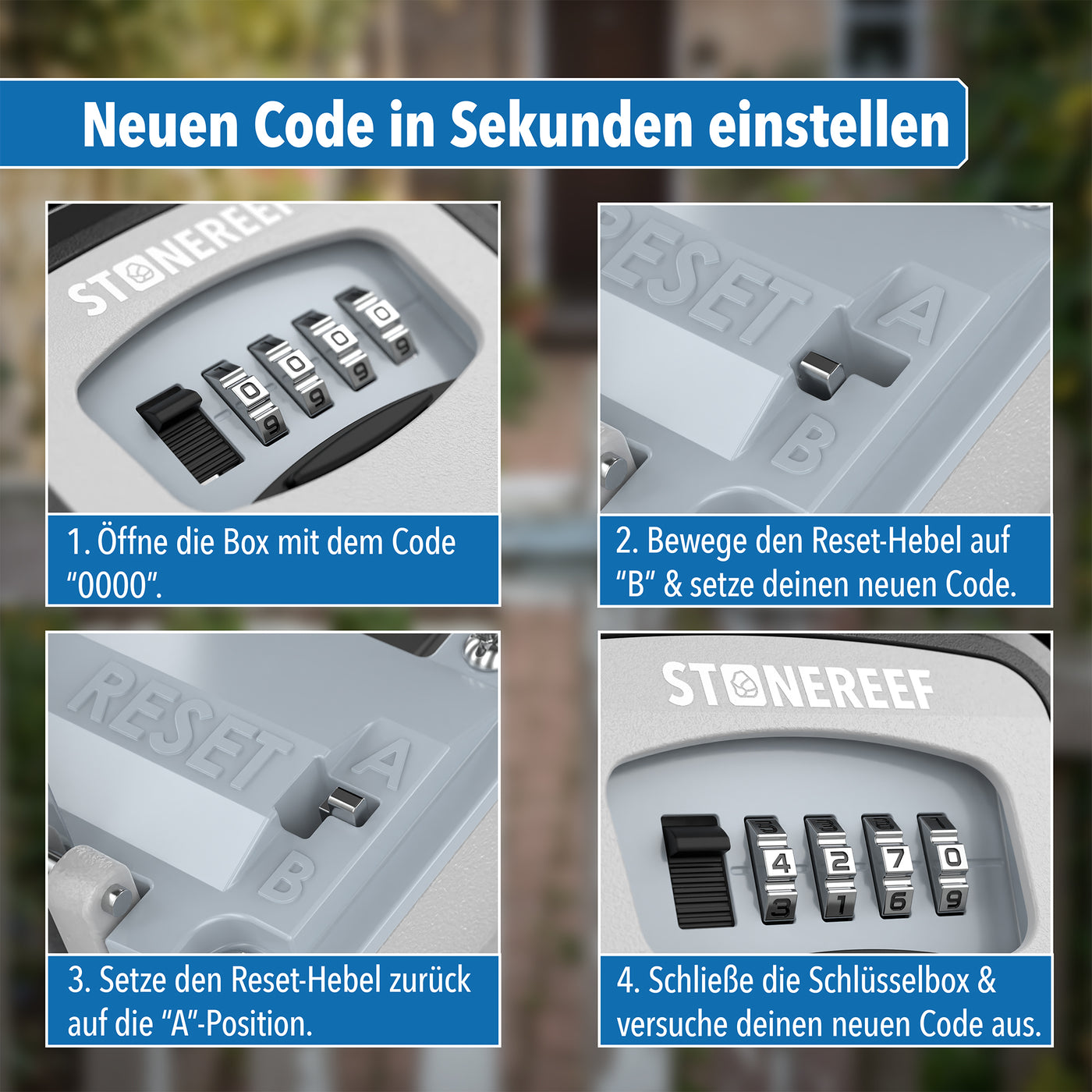 Wandmontage der wetterfesten Schlüsselbox – STONE REEF